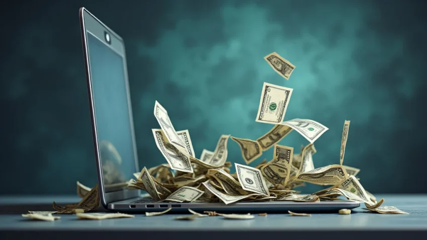 How To Make Money Online Fast The image shows hands using a laptop to access a website with charts, symbolizing making money online fast.