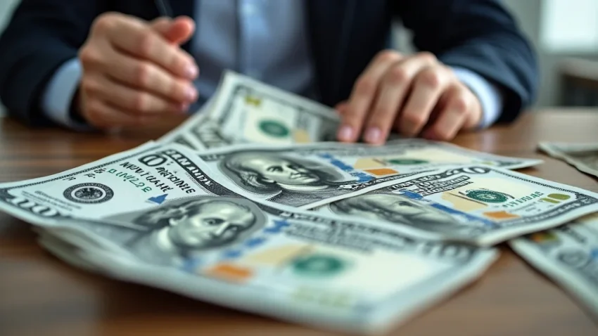 The image shows a person successfully working on a laptop with money symbols, suggesting Make Quick Money Online Now Simple.